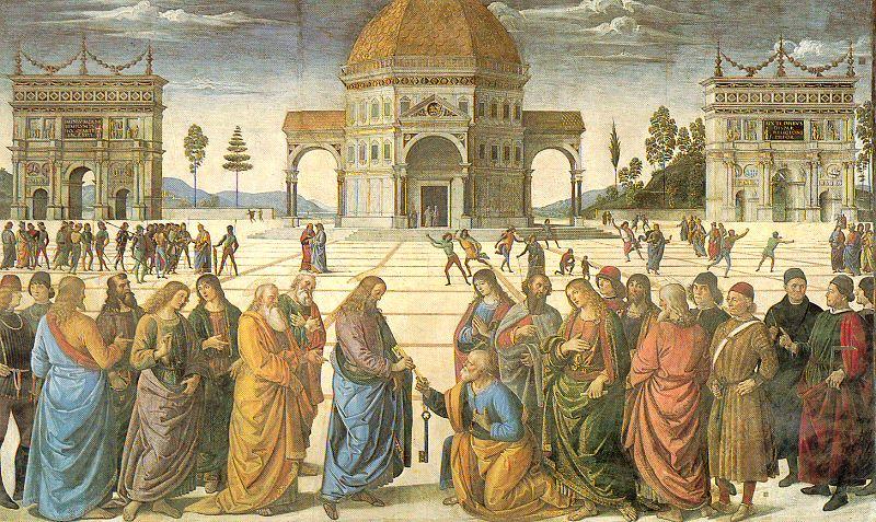PERUGINO, Pietro Christ Giving the Keys to St. Peter oil painting picture